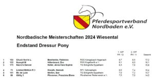 Endstand Nordbadische Meisterschaft Pony